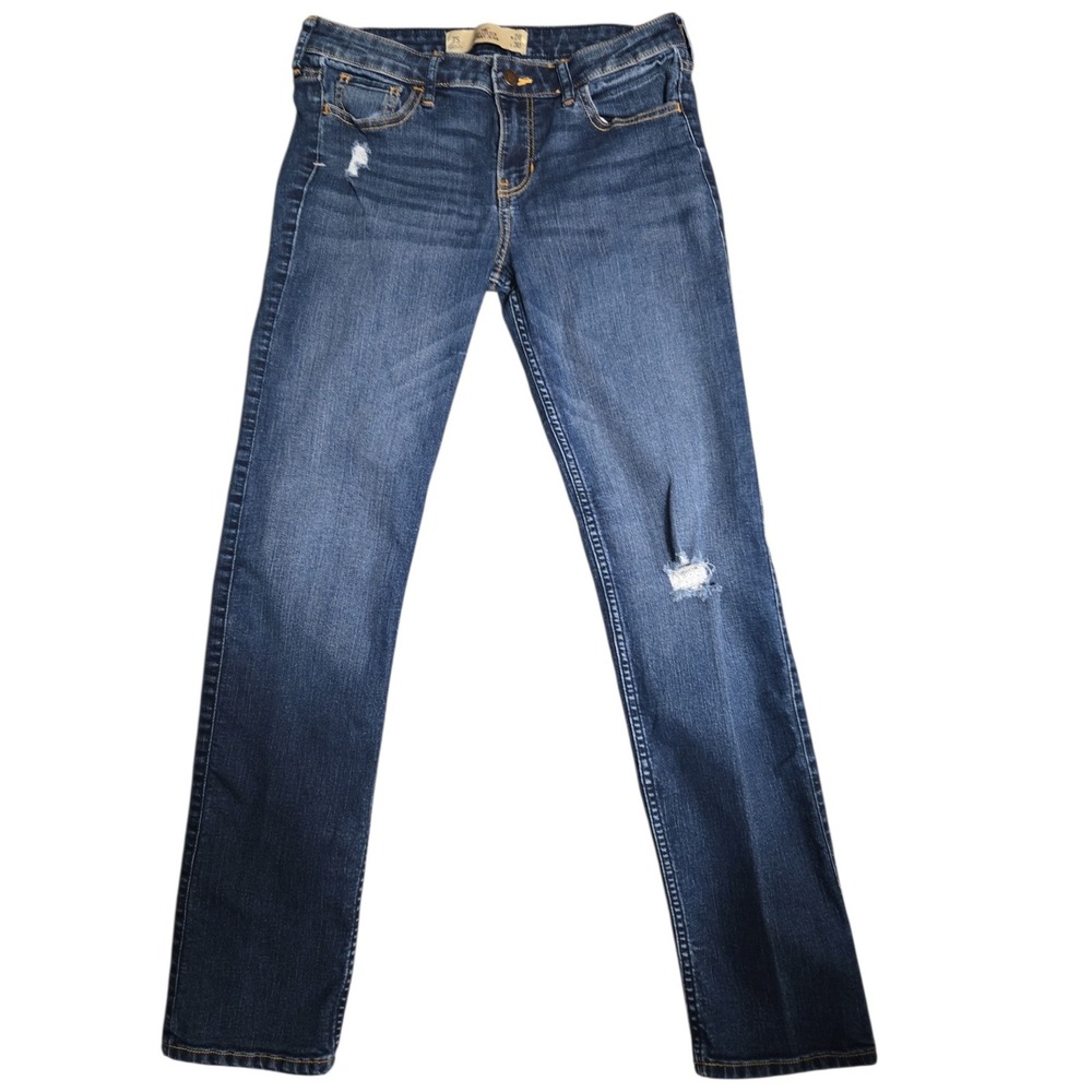Hollister Skinny Jean Distressed Stretch Medium Wash Sz 7S 28x30‎